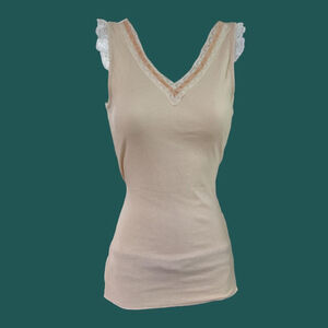 Light beige Meghan Noland Los Angeles lace fairy trim tank top Size Small